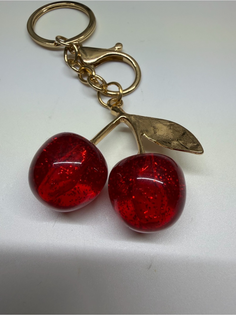 Gold-Tone Cherry Keychain Bag Charm - Picture 2 of 2